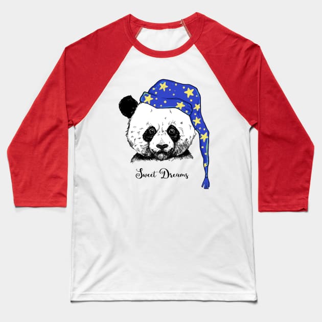 Sweet Dreams Panda Baseball T-Shirt by Mako Design 